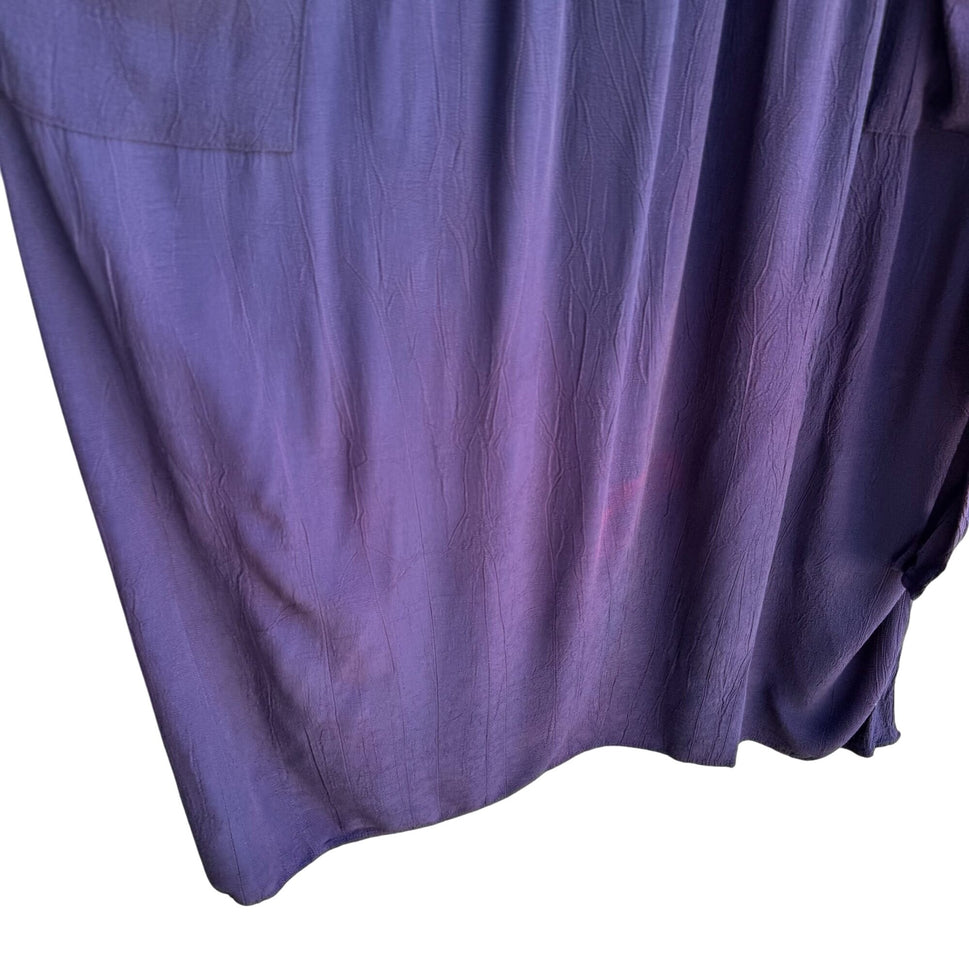 Fina Fina Vintage Womens Purple Sleeveless Front Pockets Crinkle Midi Tie Dress