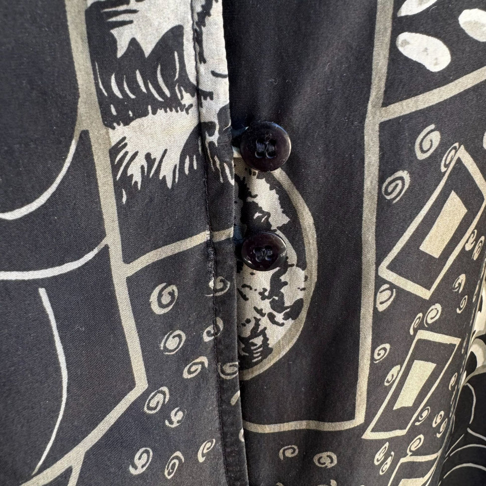 Adrian Jordan Vintage Black Beige Patchwork Paisley Pattern Silk Blouse 22/24