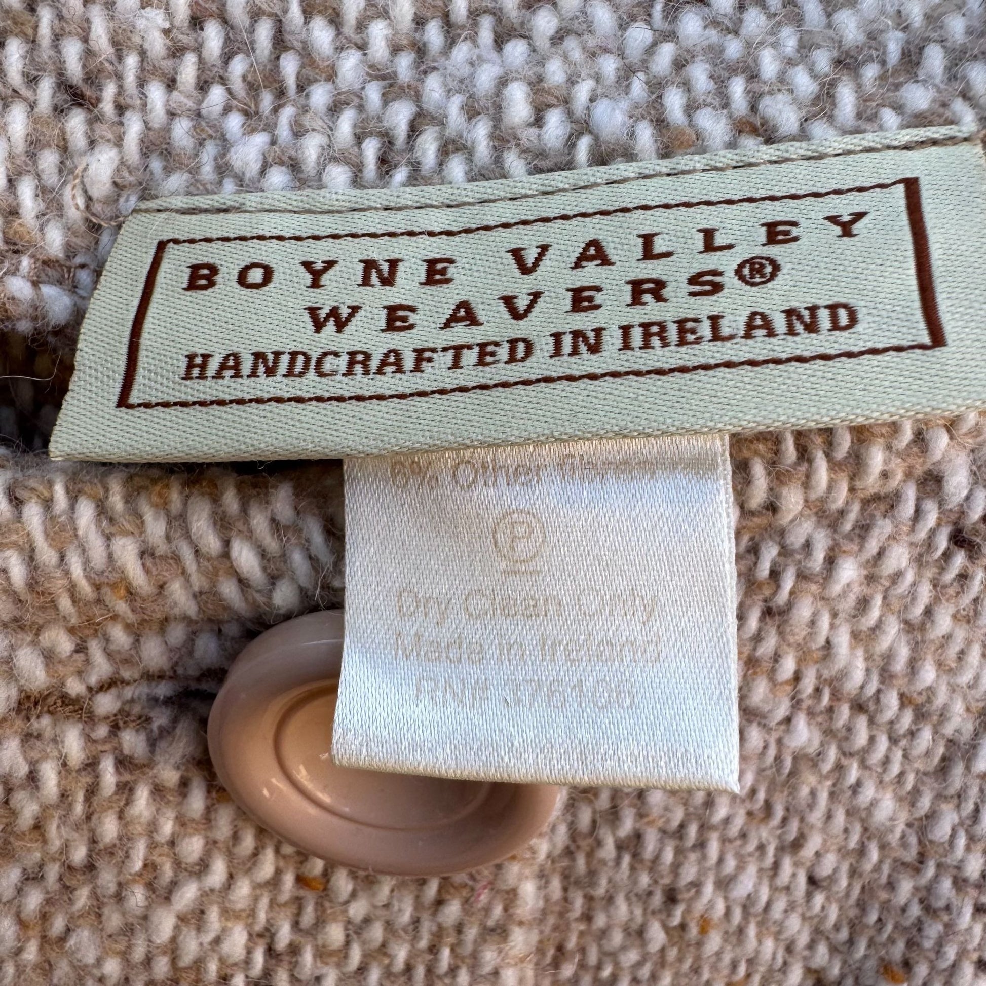 Boyne Valley Weavers Vintage Handcrafted In Ireland Womens Wool Blend Tan Jacket