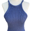 Switch BCBG Nordstrom Y2K Blue Ribbed Chunky Knit Halter Sweater Tank Womens L Coastal 3 image