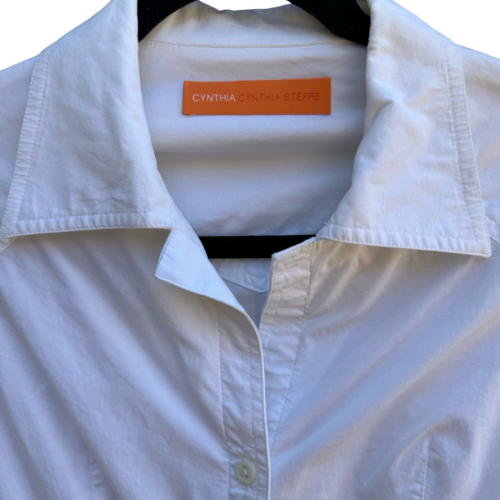 Cynthia Steffe Coquette Minimalist Preppy Peplum Blouse Bow Waist Elbow Sleeve S