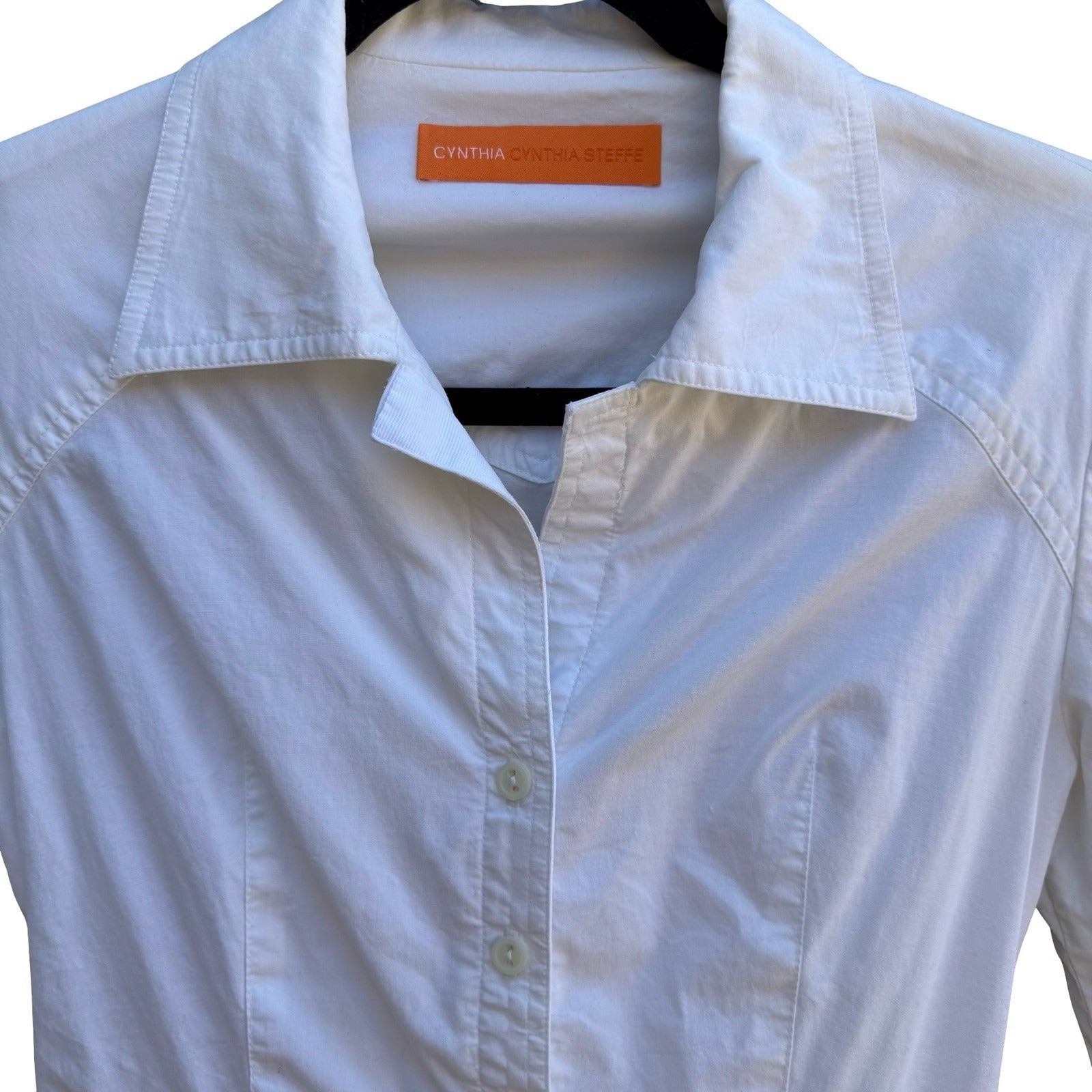 Cynthia Steffe Coquette Minimalist Preppy Peplum Blouse Bow Waist Elbow Sleeve S