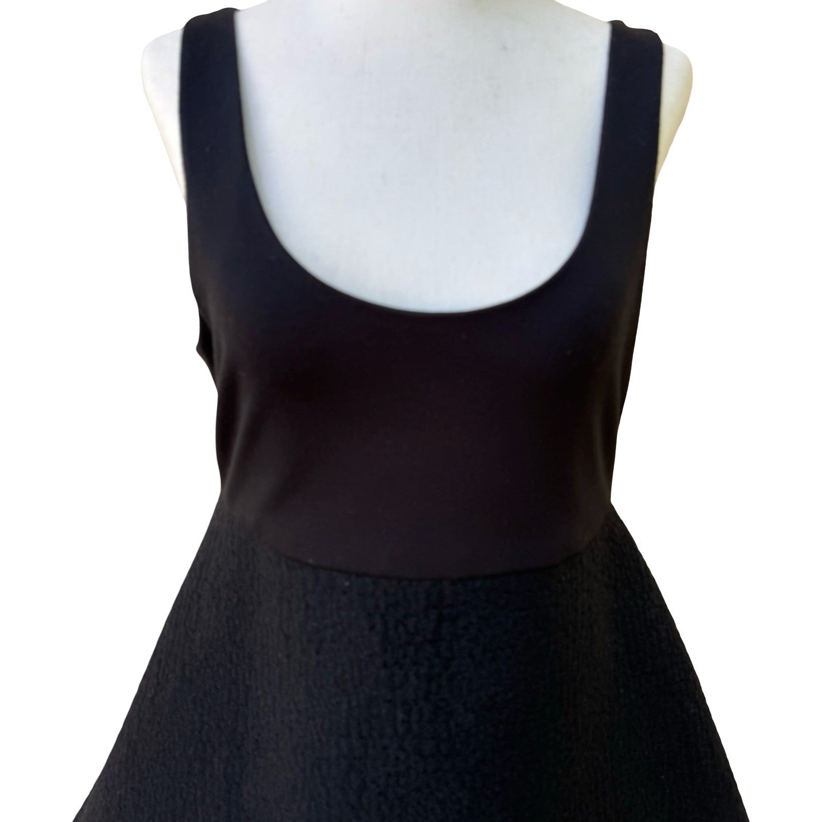 Alice + Olivia Minimalist Sleeveless Tiered Silk Blend Mini Little Black Dress 2