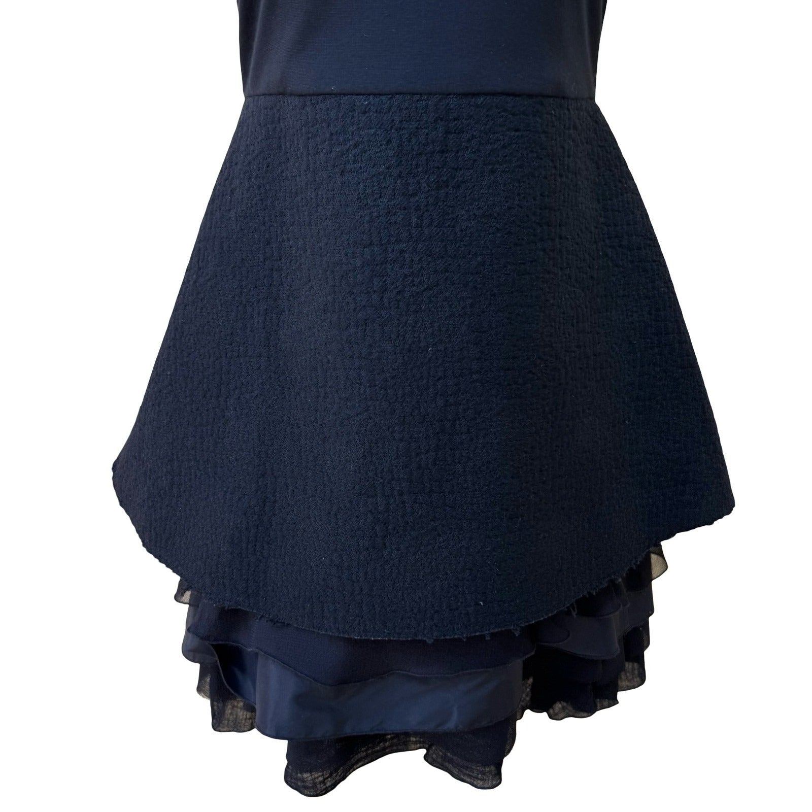 Alice + Olivia Minimalist Sleeveless Tiered Silk Blend Mini Little Black Dress 2