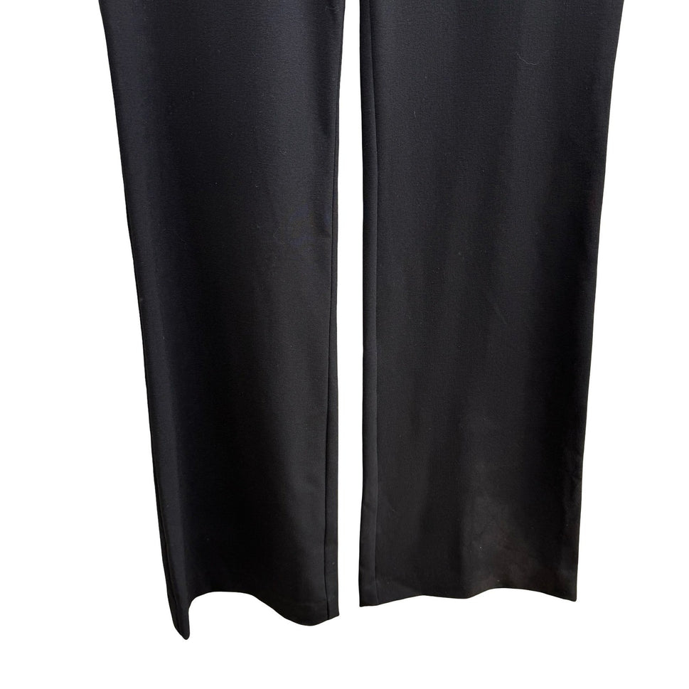 Sheri Bodell Y2K Edgy Woven Leather Waist Tailored Evening Pants Black Womens 8