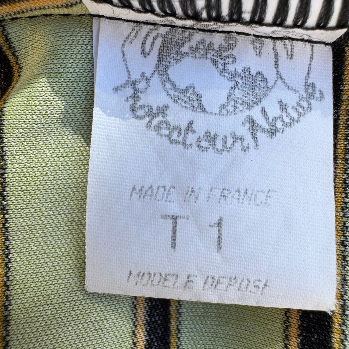Free Paris Vintage 70s French Geometric Abstract Cropped Mod Disco Shirt Artsy
