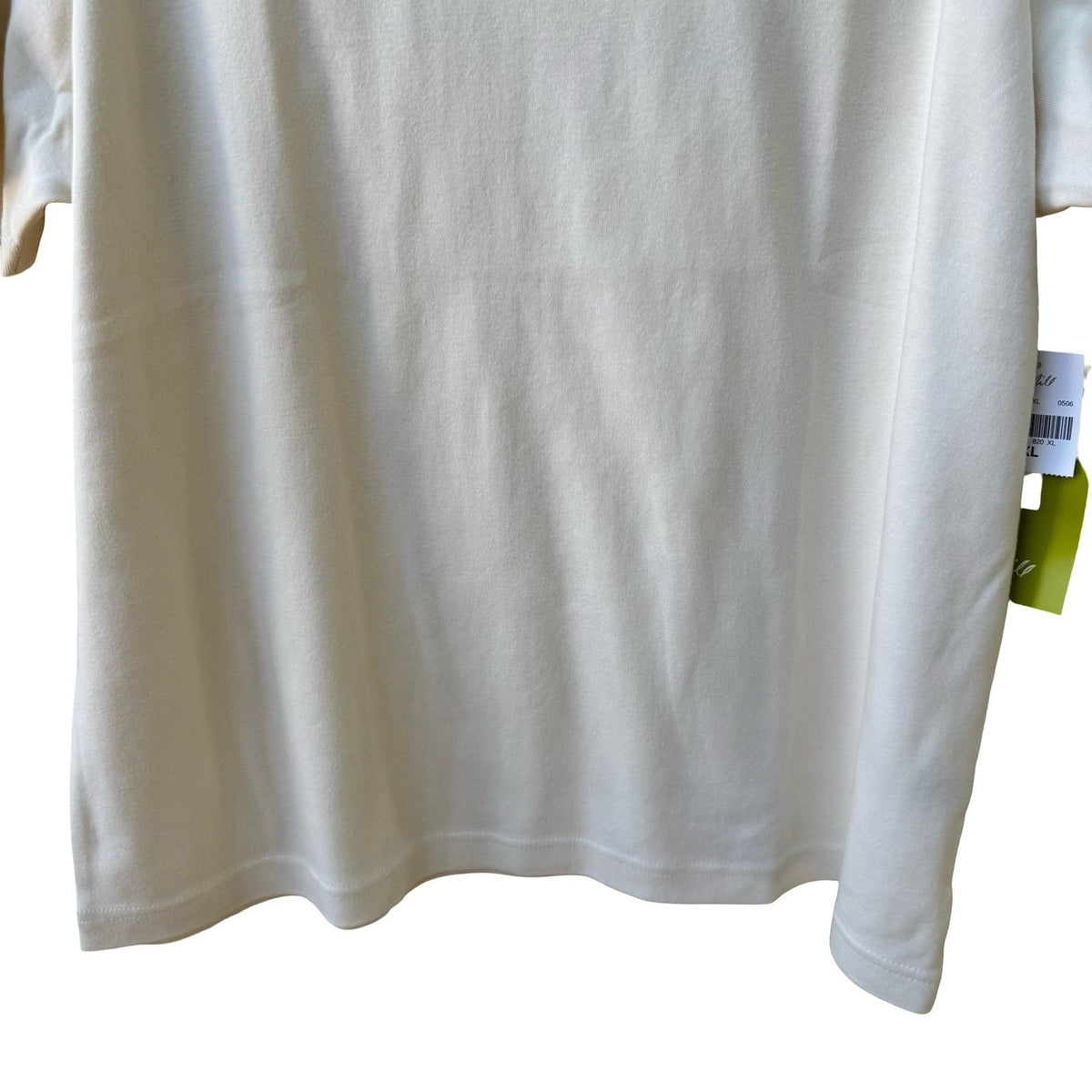 J Jill Compassion Tee Minimalist Capsule Wardrobe Satin Trim Cotton Ivory XL NEW