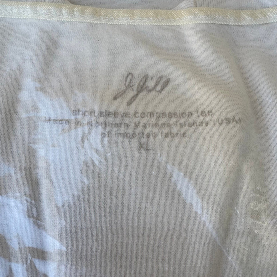 J Jill Compassion Tee Minimalist Capsule Wardrobe Satin Trim Cotton Ivory XL NEW