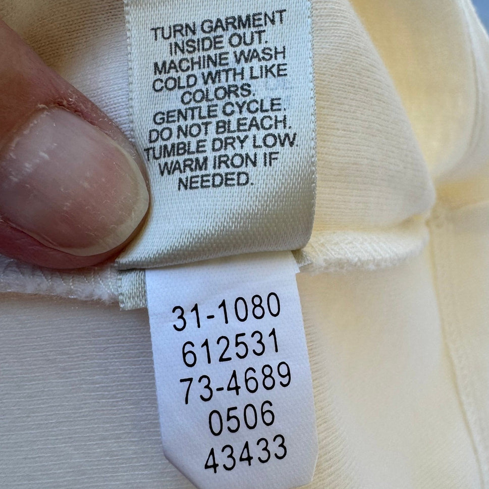 J Jill Compassion Tee Minimalist Capsule Wardrobe Satin Trim Cotton Ivory XL NEW