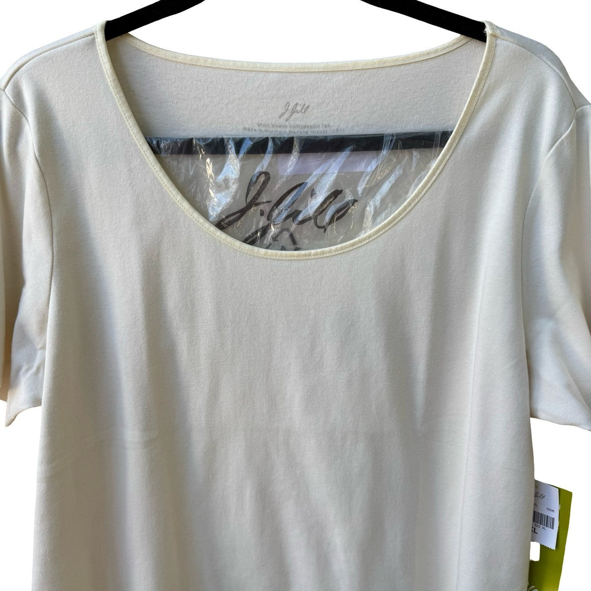 J Jill Compassion Tee Minimalist Capsule Wardrobe Satin Trim Cotton Ivory XL NEW