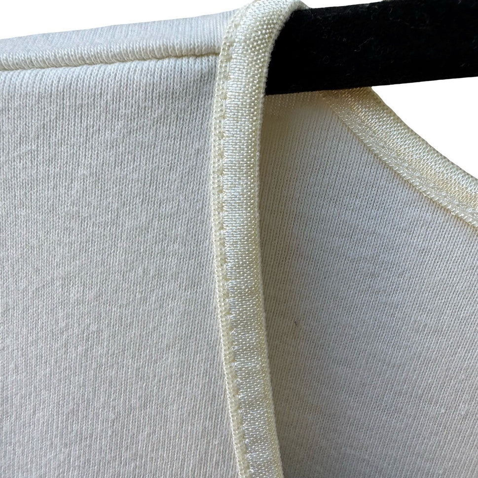 J Jill Compassion Tee Minimalist Capsule Wardrobe Satin Trim Cotton Ivory XL NEW