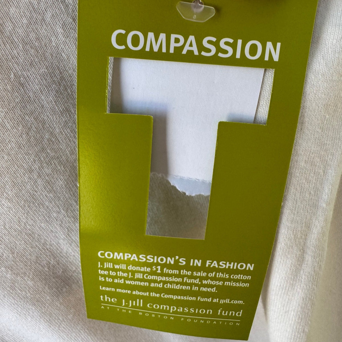 J Jill Compassion Tee Minimalist Capsule Wardrobe Satin Trim Cotton Ivory XL NEW