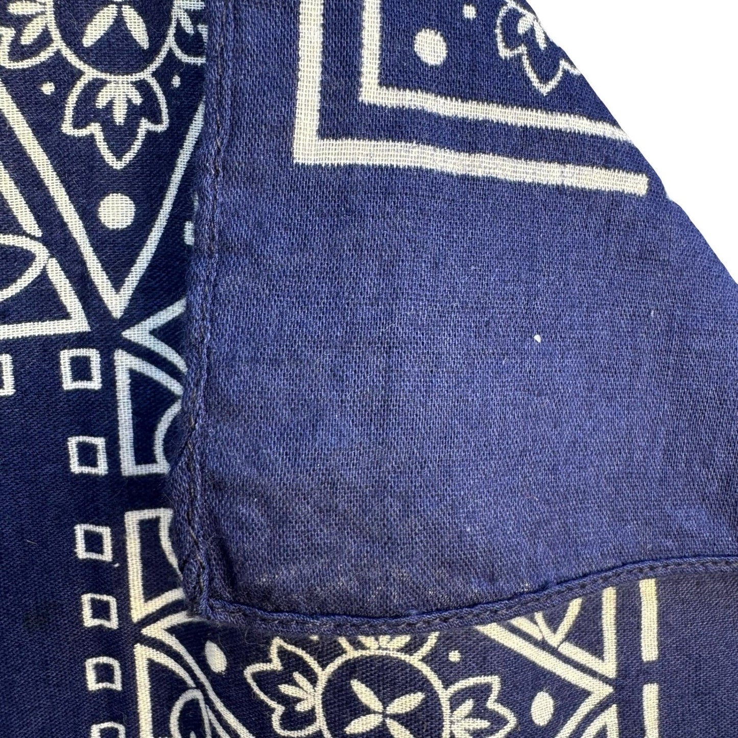 Vintage Navy Blue Cotton Bandana Made in USA Fast Color RN 13960 Geometric Print