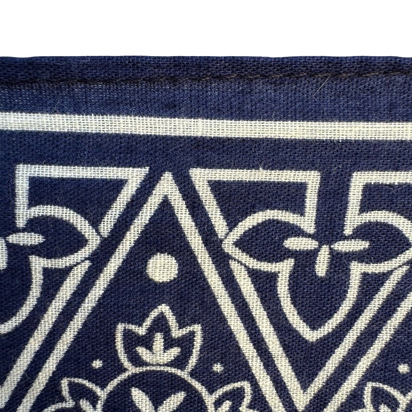 Vintage Navy Blue Cotton Bandana Made in USA Fast Color RN 13960 Geometric Print