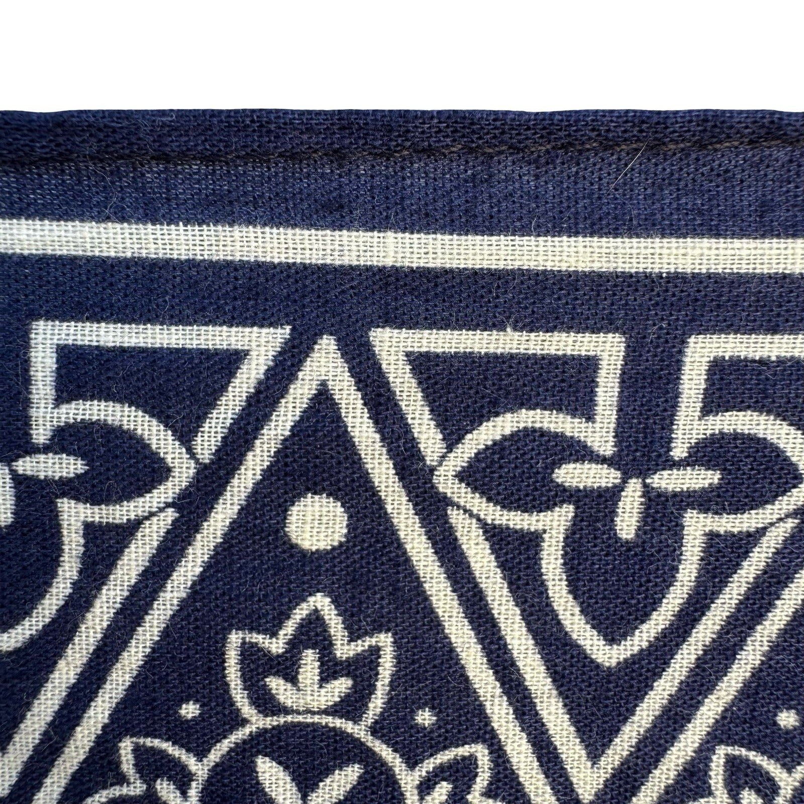 Vintage Navy Blue Cotton Bandana Made in USA Fast Color RN 13960 Geometric Print