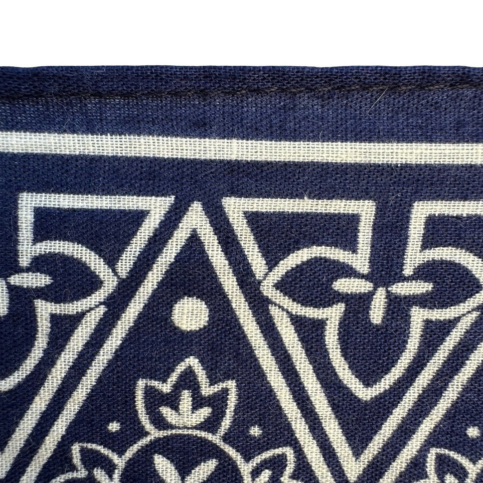Vintage Navy Blue Cotton Bandana Made in USA Fast Color RN 13960 Geometric Print