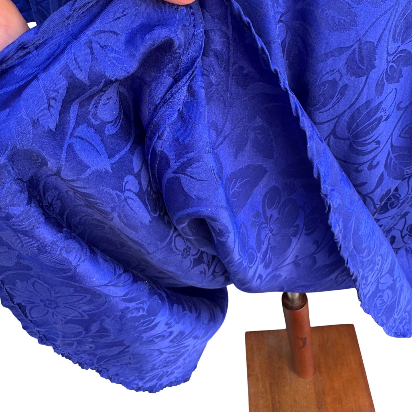 Smooth Premier Vintage Silk Royal Blue Floral Jacquard Open Back Cocktail Dress