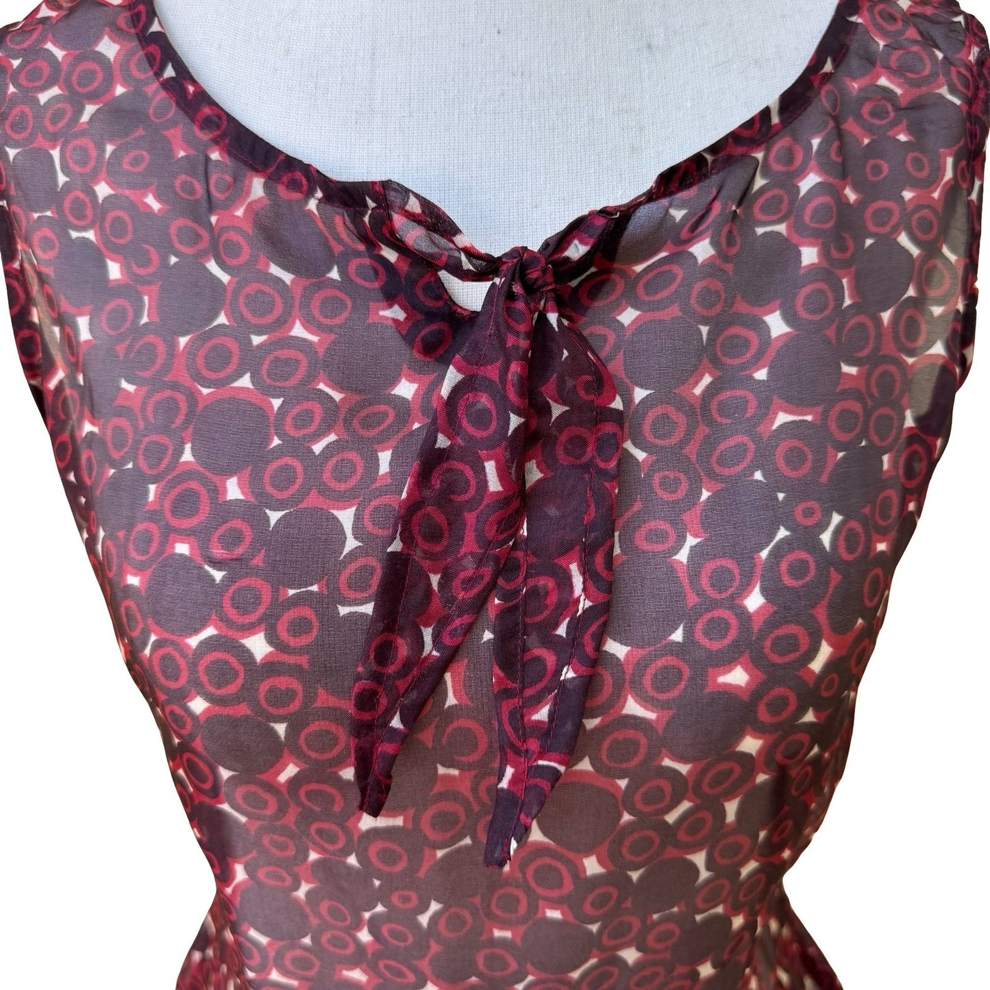 Lance Karesh Vintage Y2K Silk Geometric Sheer Peplum Top Midi Skirt Dress Set