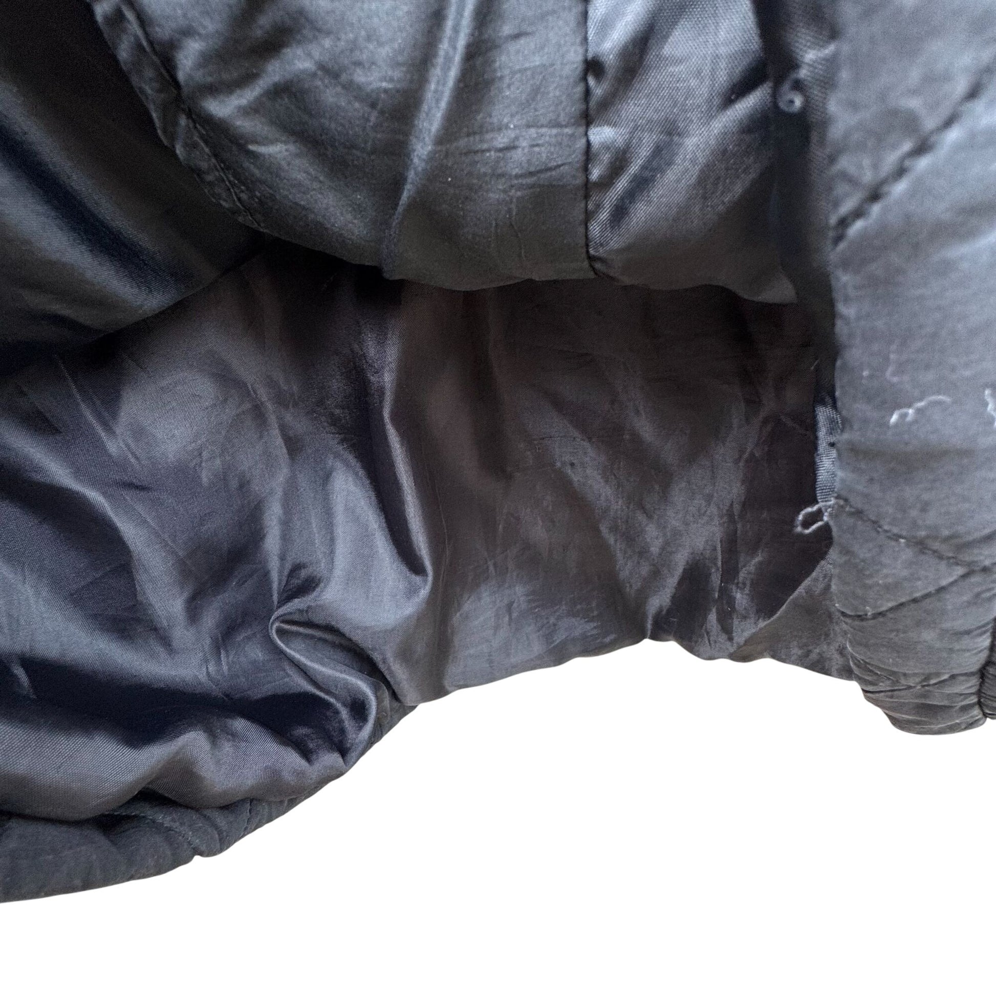 Clio Vintage Womens Black Quilted Jacket Button Front Pockets Drawstring Waist M