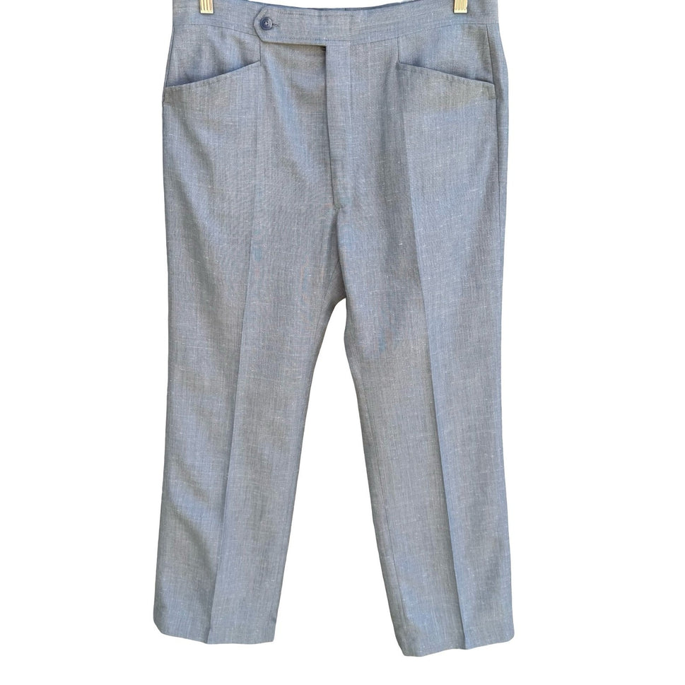 Haggar Vintage 50s 60s Blue Linen Blend Trousers Frontier Pocket Straight Leg