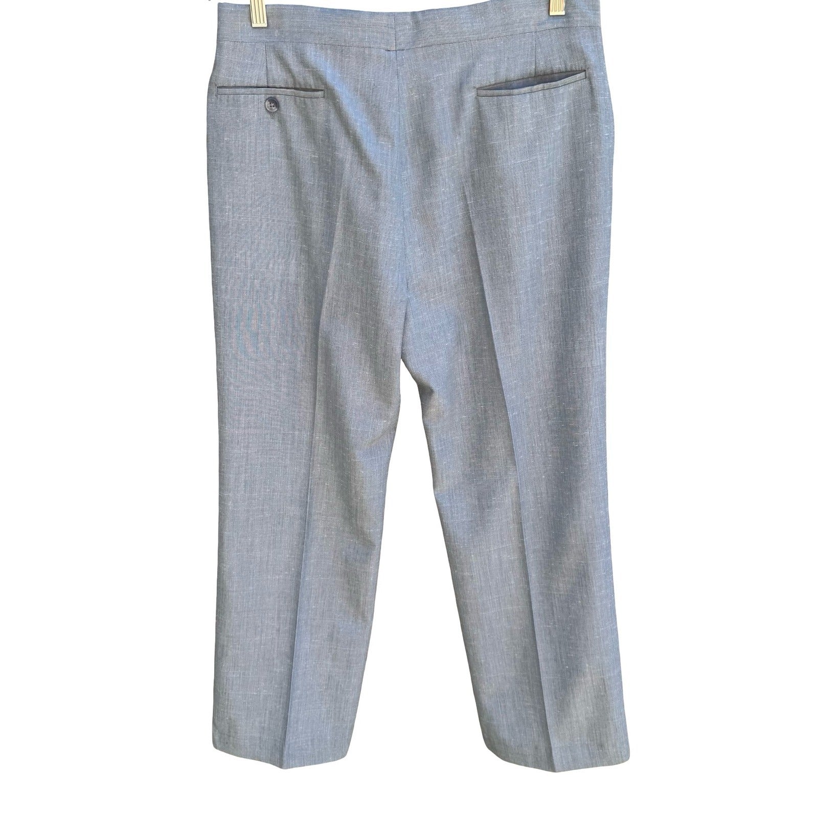 Haggar Vintage 50s 60s Blue Linen Blend Trousers Frontier Pocket Straight Leg