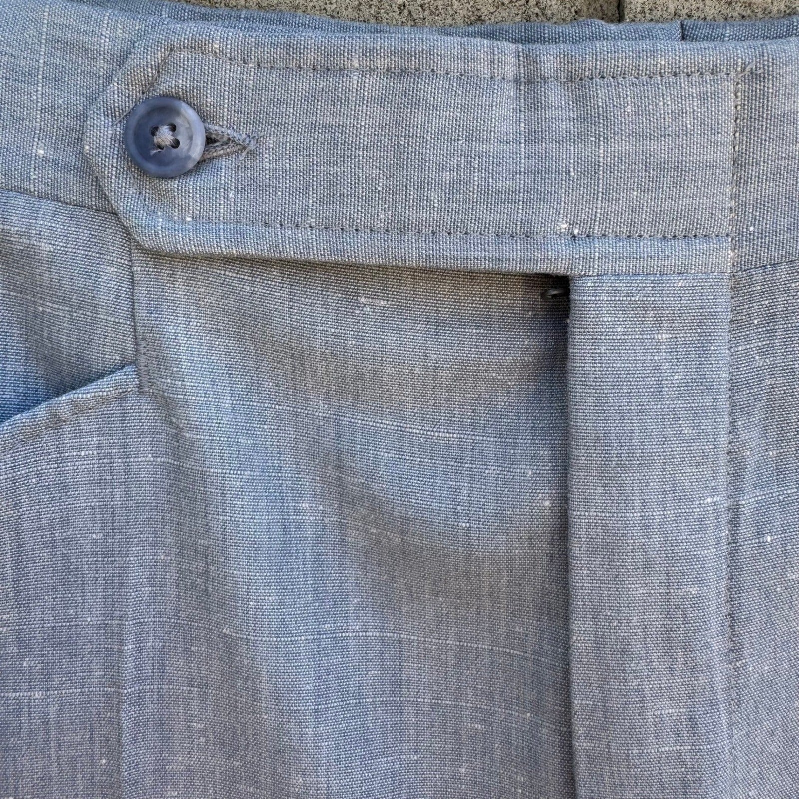 Haggar Vintage 50s 60s Blue Linen Blend Trousers Frontier Pocket Straight Leg