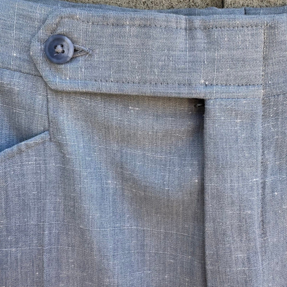 Haggar Vintage 50s 60s Blue Linen Blend Trousers Frontier Pocket Straight Leg