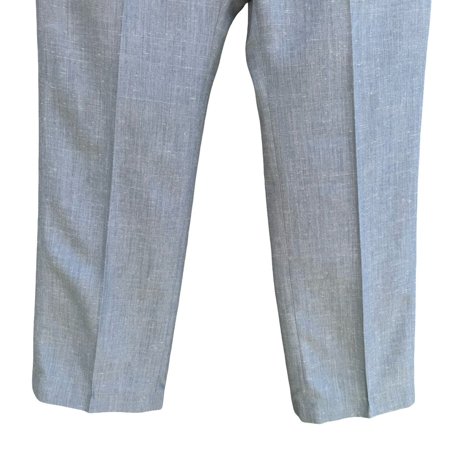 Haggar Vintage 50s 60s Blue Linen Blend Trousers Frontier Pocket Straight Leg