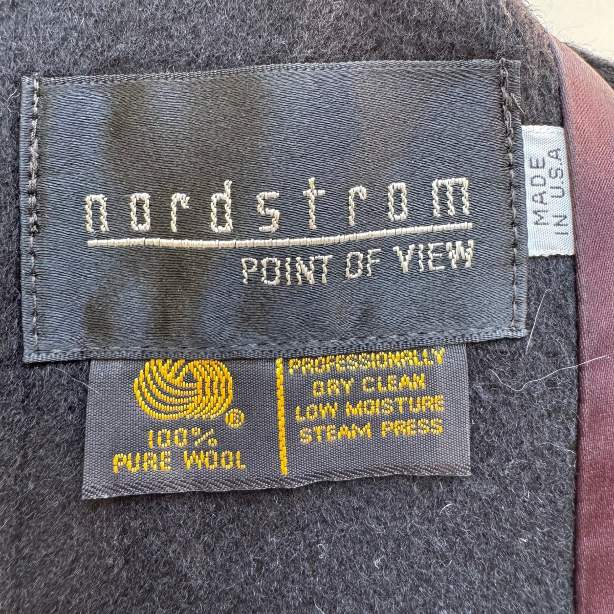 Nordstrom Vintage Wool Minimalist Quiet Luxury Dark Academia Shawl Collar Coat