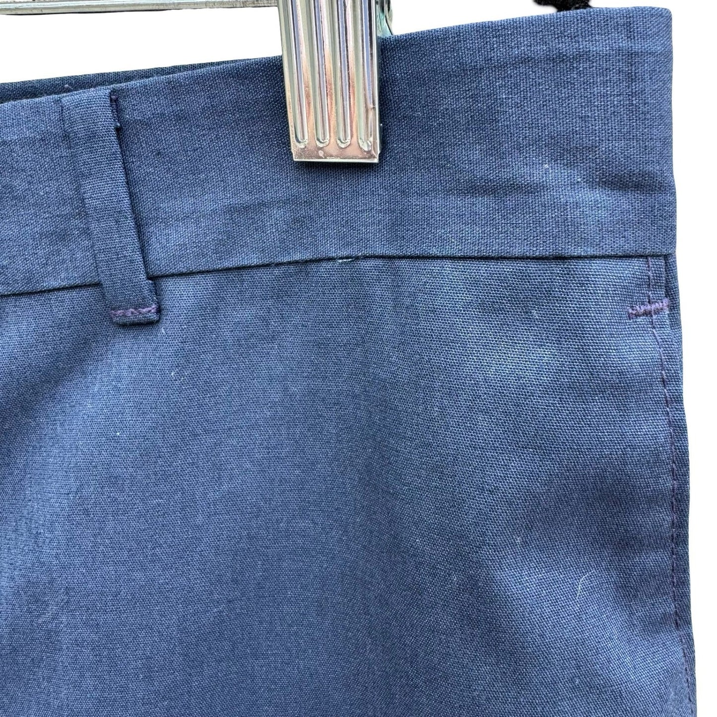 Haggar Mens Blue Cotton Suit 2 Button Blazer 42R Flat Front Pants 33x29 USA Made