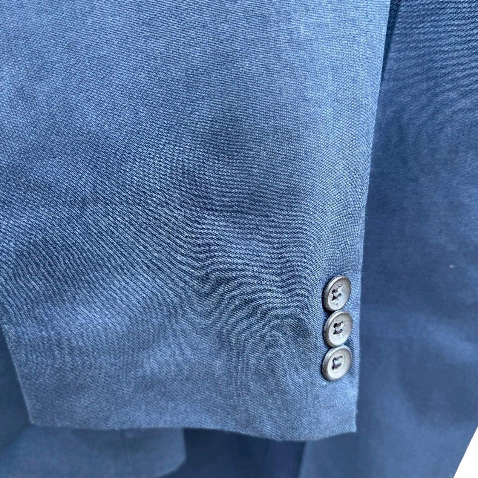 Haggar Mens Blue Cotton Suit 2 Button Blazer 42R Flat Front Pants 33x29 USA Made