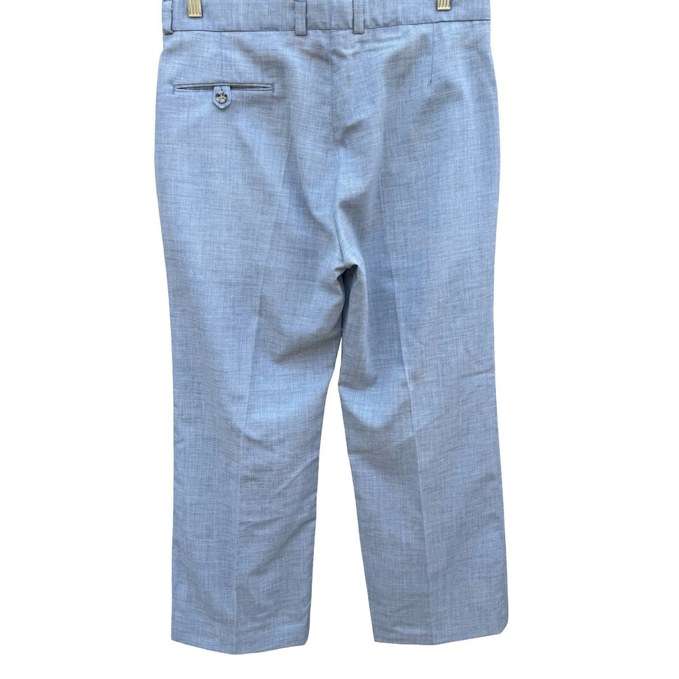 BP Britches Vintage 70s 80s Mens Blue Textured Retro Dress Pant Tailored Leisure