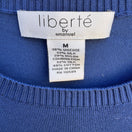 Switch Liberte by Emanuel Royal Blue Silk Blend Layered Animal Print Ruffle Sweater M 2 image