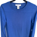 Switch Liberte by Emanuel Royal Blue Silk Blend Layered Animal Print Ruffle Sweater M 3 image