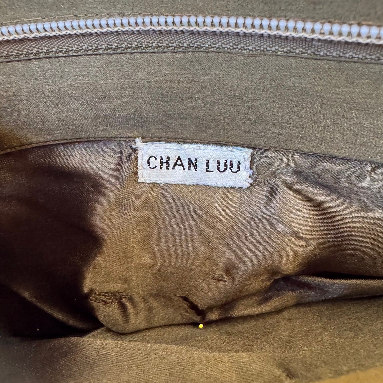 Chan Luu Y2K Carved Tile Shoulder Bag Green Beaded Boho Artisanal Festival Bag