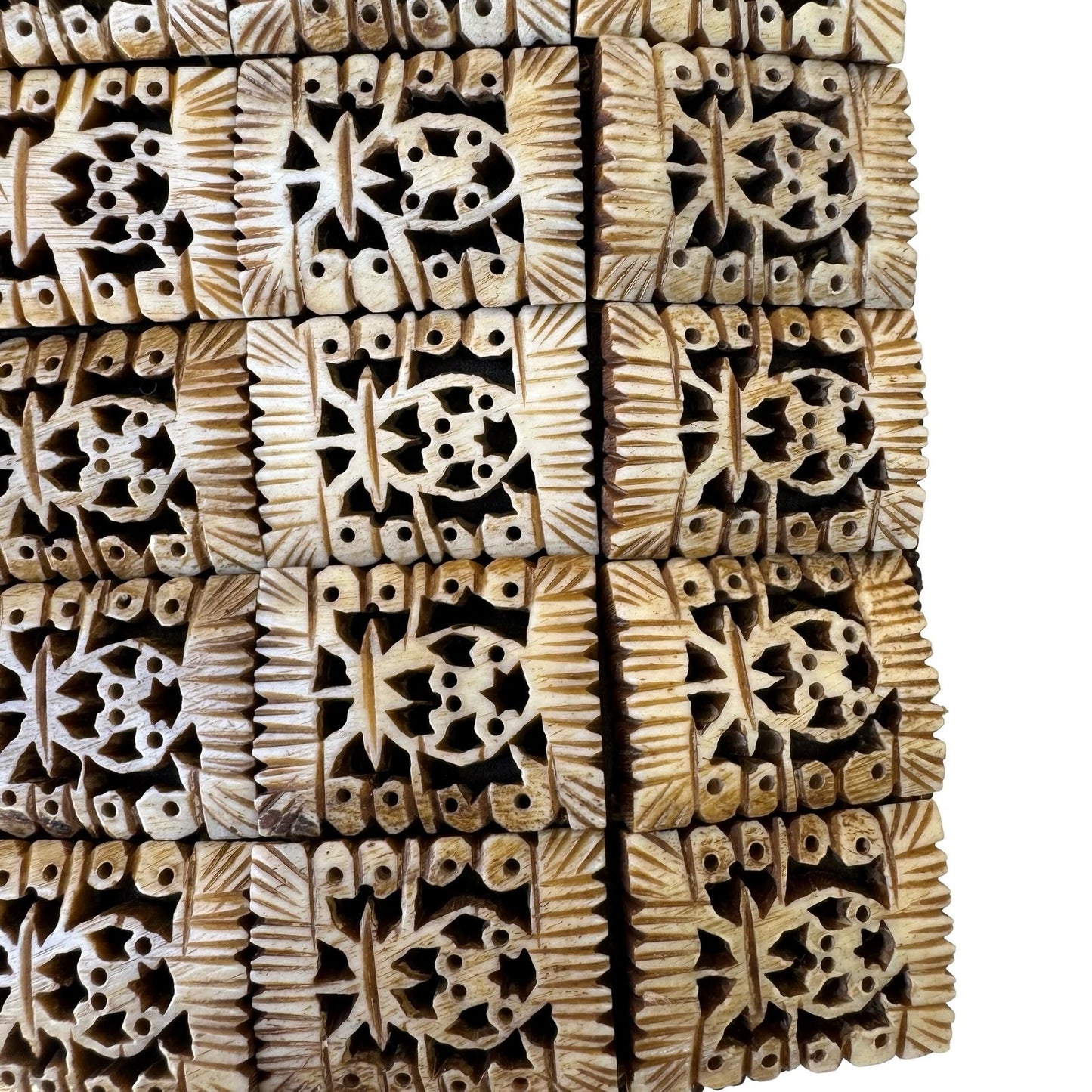 Chan Luu Y2K Carved Tile Shoulder Bag Green Beaded Boho Artisanal Festival Bag