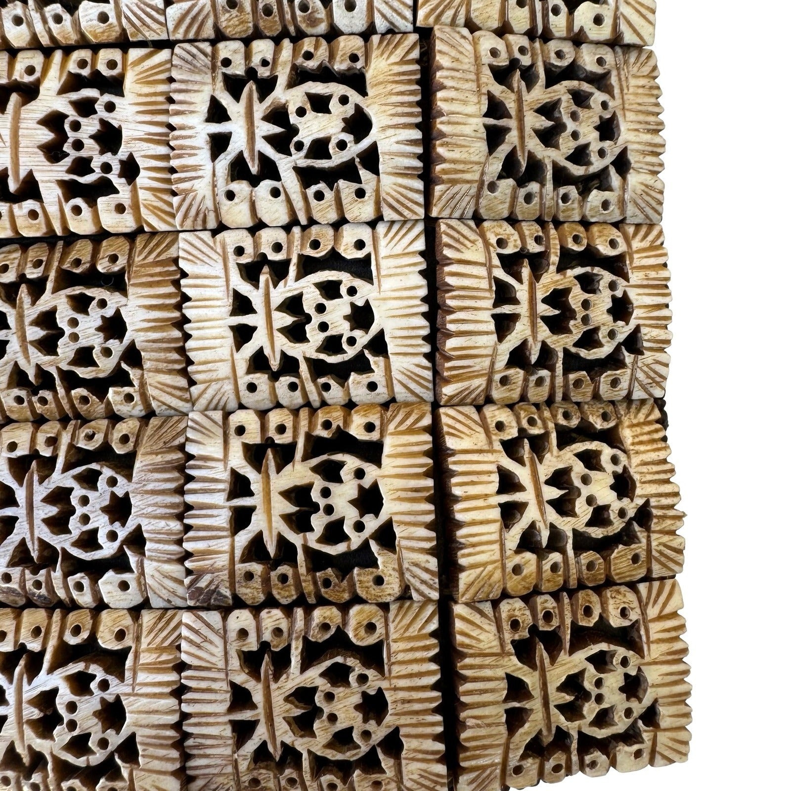 Chan Luu Y2K Carved Tile Shoulder Bag Green Beaded Boho Artisanal Festival Bag
