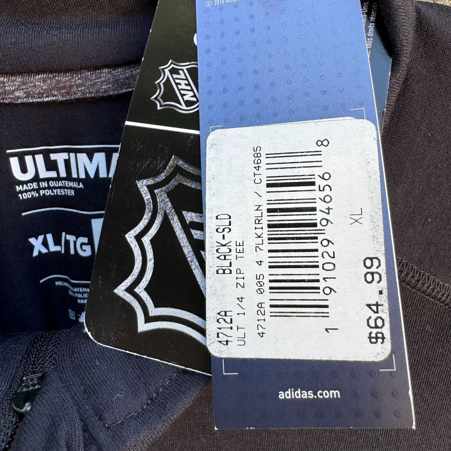 Adidas NHL Ultimate Tee 1/4 Zip Long Sleeve Black Climalite Mens Top New XL