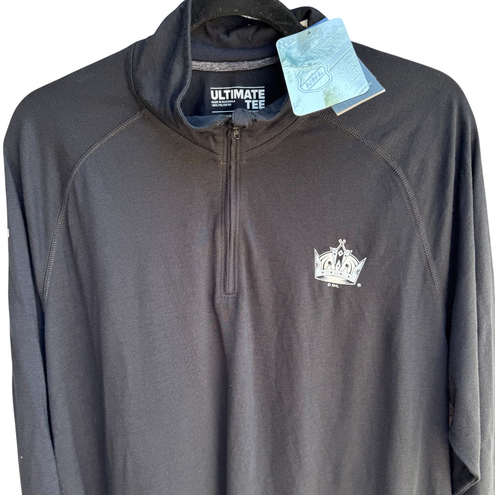 Adidas NHL Ultimate Tee 1/4 Zip Long Sleeve Black Climalite Mens Top New XL