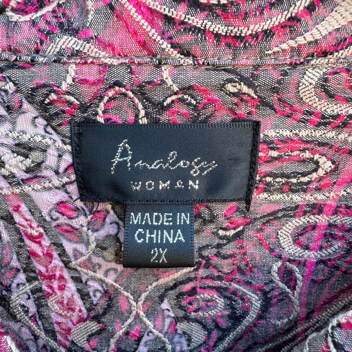 Analogy Boho Eclectic Art To Wear Maximalist Paisley Textured Denim Jacket 2X