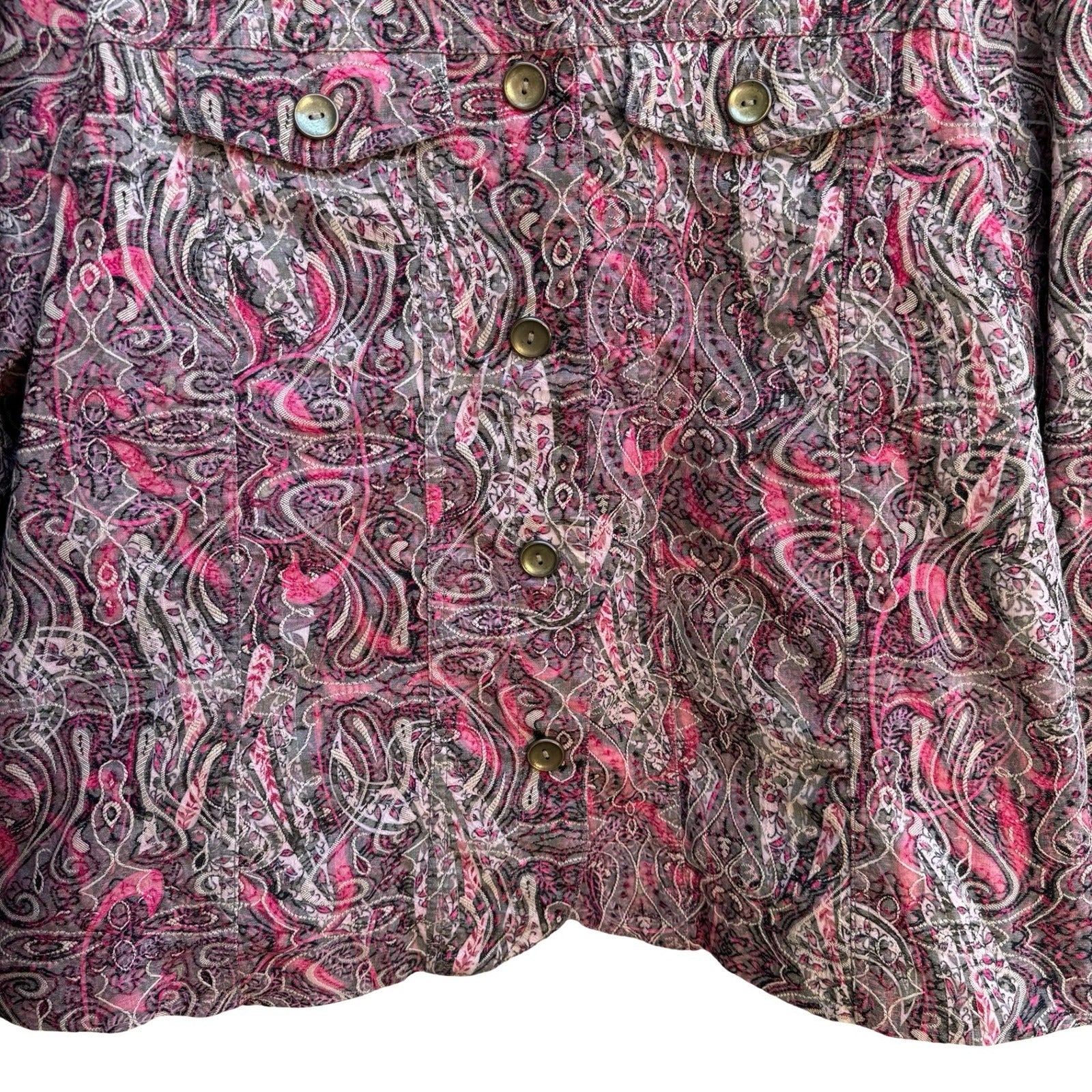 Analogy Boho Eclectic Art To Wear Maximalist Paisley Textured Denim Jacket 2X