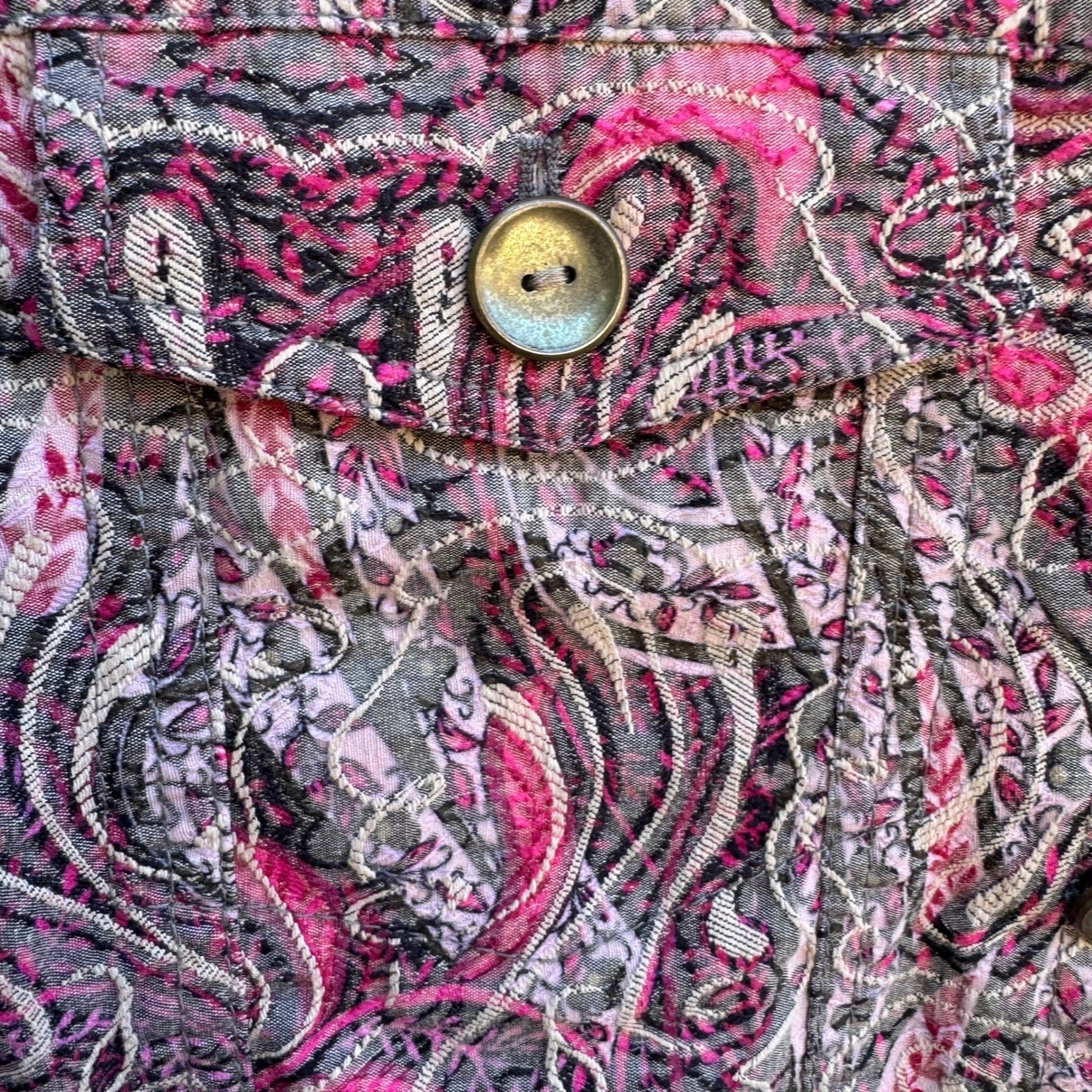 Analogy Boho Eclectic Art To Wear Maximalist Paisley Textured Denim Jacket 2X