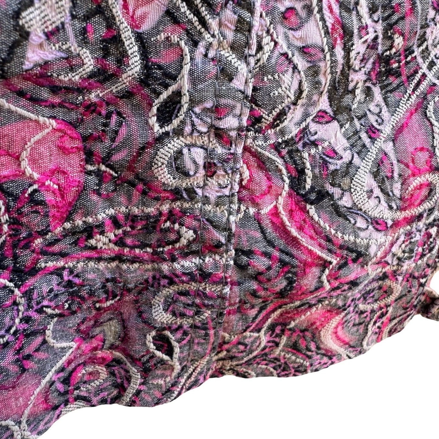 Analogy Boho Eclectic Art To Wear Maximalist Paisley Textured Denim Jacket 2X