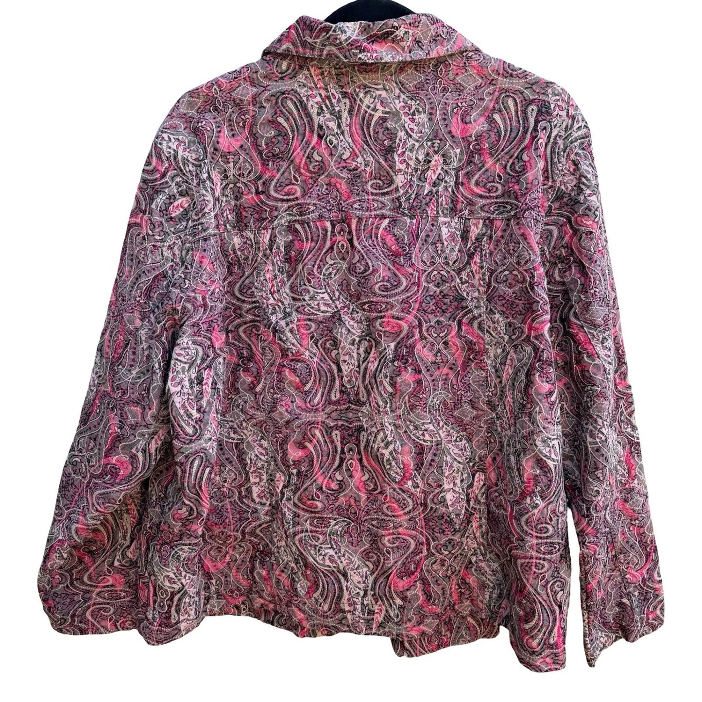 Analogy Boho Eclectic Art To Wear Maximalist Paisley Textured Denim Jacket 2X