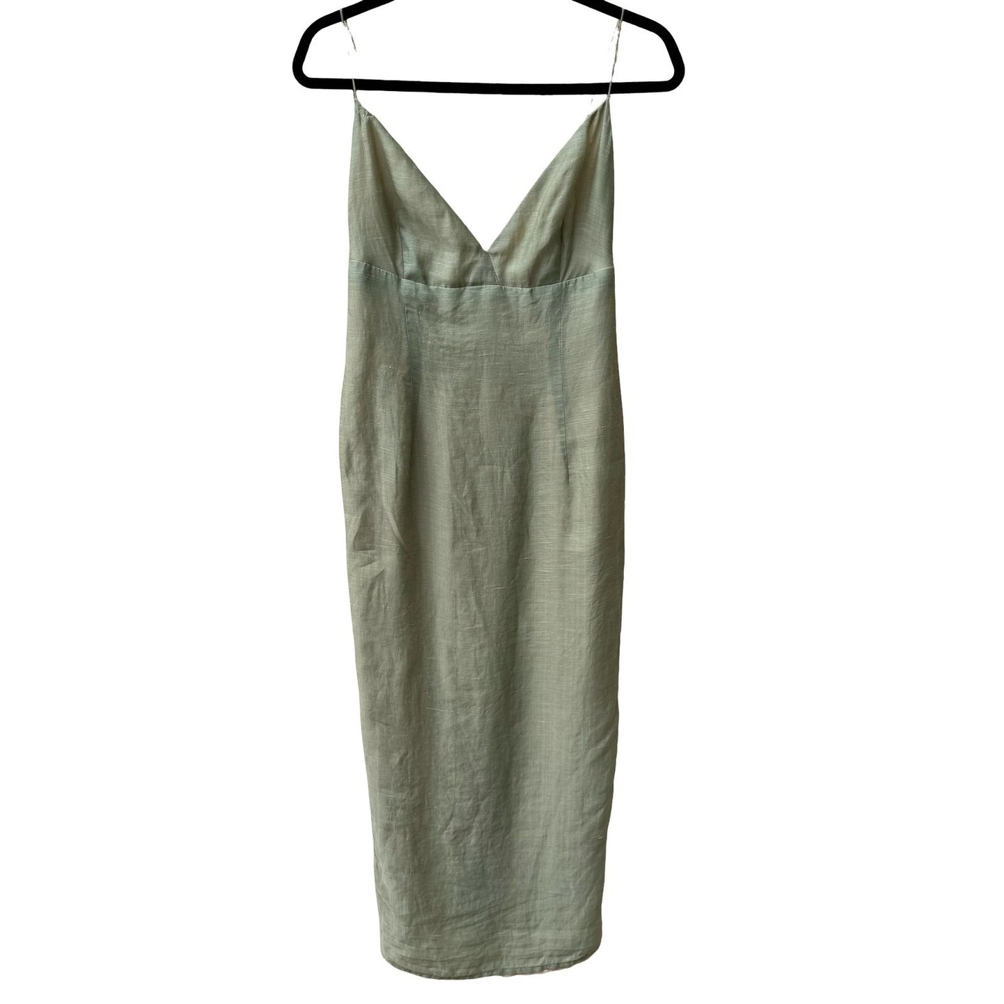 Kathryn Dianos Vintage 90s Silk Ramie Minimalist Coastal Midi Sheath Dress XS