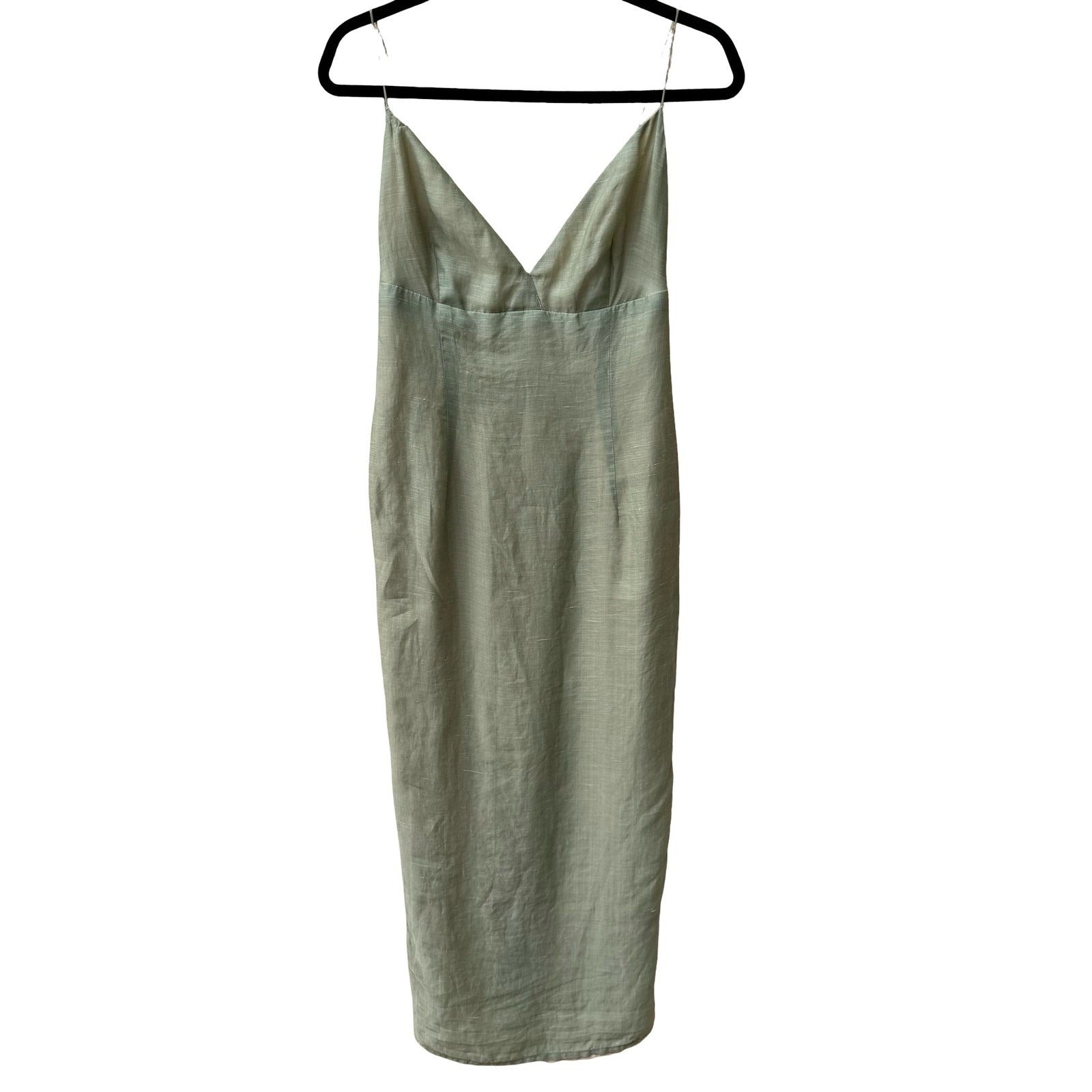 Kathryn Dianos Vintage 90s Silk Ramie Minimalist Coastal Midi Sheath Dress XS