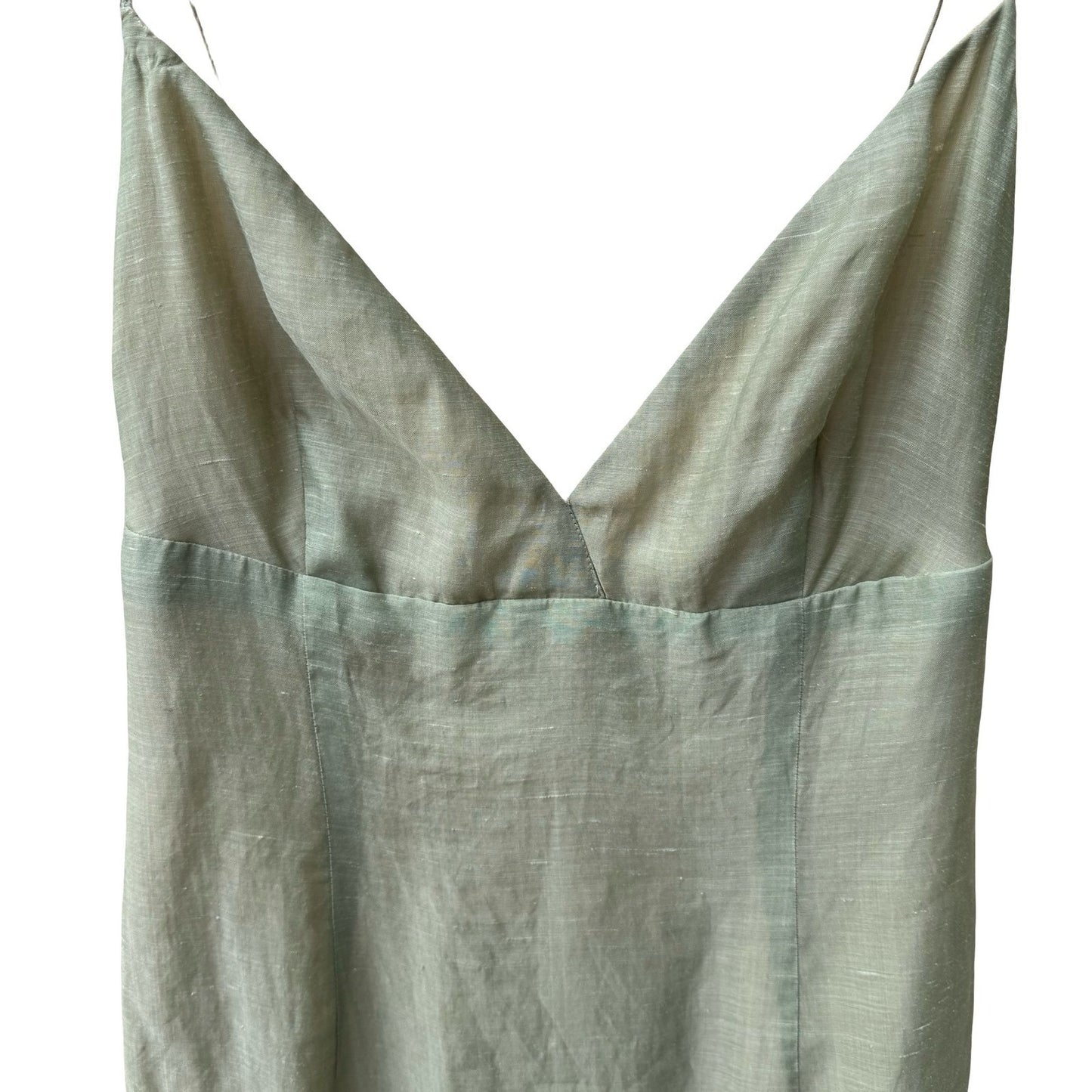 Kathryn Dianos Vintage 90s Silk Ramie Minimalist Coastal Midi Sheath Dress XS