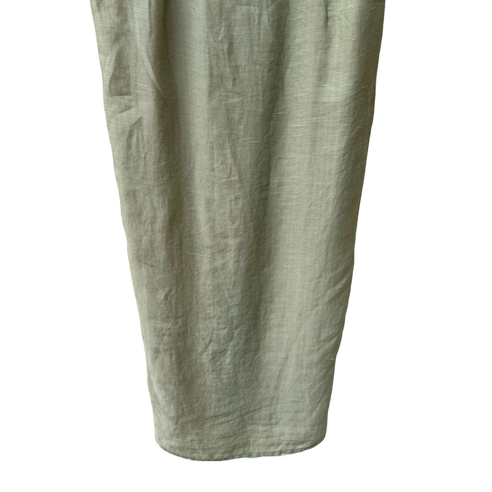 Kathryn Dianos Vintage 90s Silk Ramie Minimalist Coastal Midi Sheath Dress XS