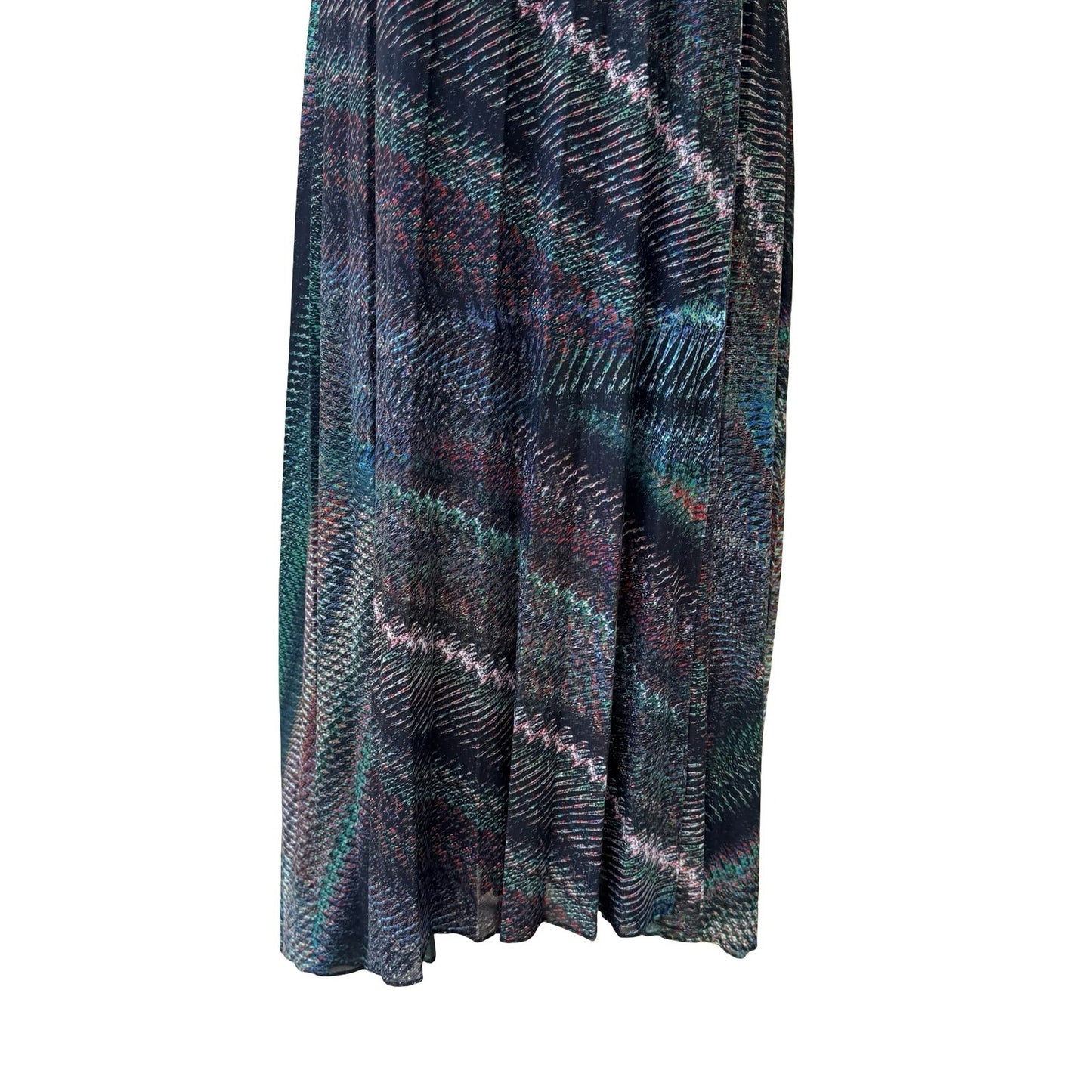 Trina Turk Y2K Resortwear Boho Halter Maxi Dress Abstract Chevron Keyhole Back S