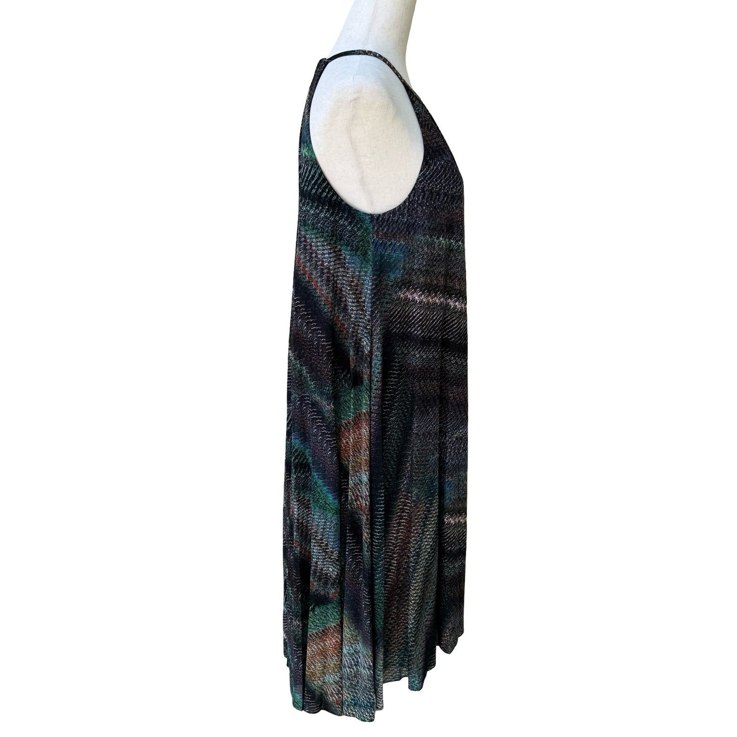 Trina Turk Y2K Resortwear Boho Halter Maxi Dress Abstract Chevron Keyhole Back S